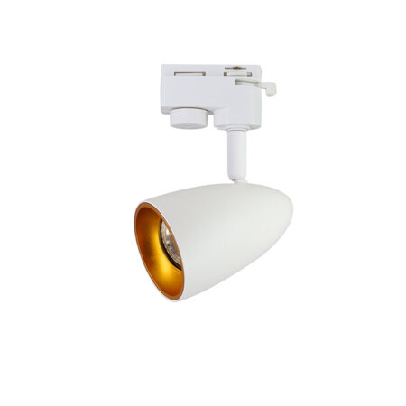 OVO T White Gold rail-mounted spotlight, IP20, white, gold ring EDO777234 Edo Solutions