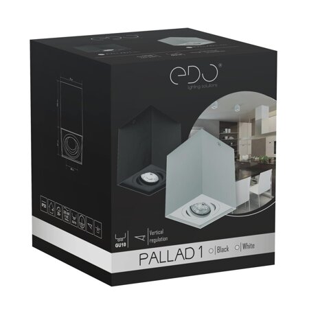 PALLAD 1 Black GU10 квадратний чорний EDO777108 Стельовий кубічний світильник Edo Solutions для накладного монтажу
